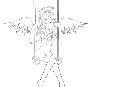 Anime Angel Line Art