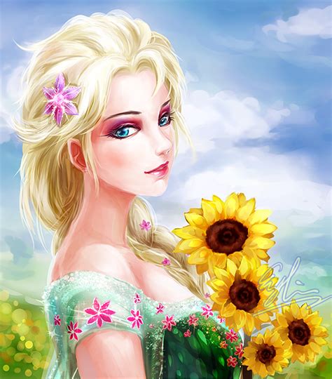 Eykihan Elsa Frozen Frozen Disney 1girl Blonde Hair Blue Eyes