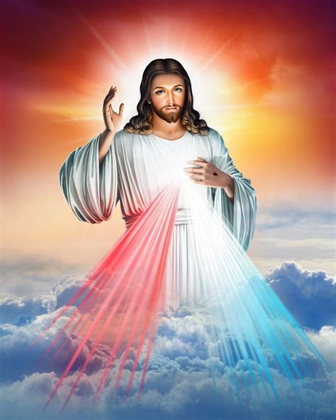 Divine Mercy Sh Catholic Picture Print Etsy Jesus And Mary Pictures