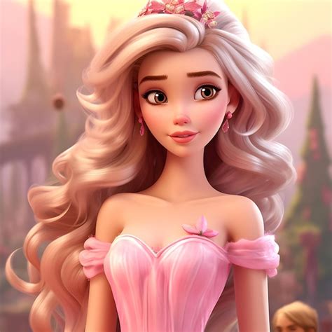 Premium Ai Image Elegant Beautiful 3d Cartoon Princess