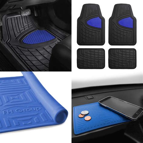 All Weather Car Floor Mats For Auto Sedan Suv Custom Fit Blue Black W