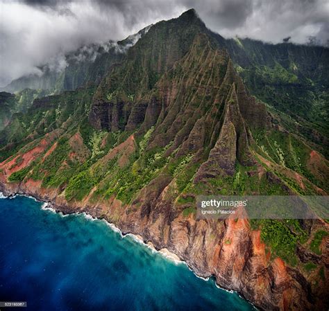 Aerial Views Of The Na Pali Coast Kauai Stock Photo Getty Images