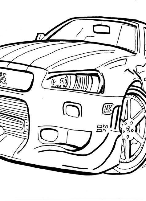 2 Fast 2 Furious Skyline Coloring Page Coloring Pages
