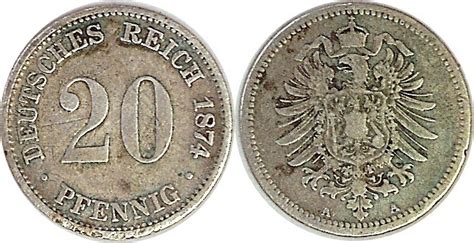 Deutschland Kaiserreich 20 Pfennig 1874 A VF Kl Rdf MA Shops