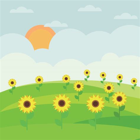 Cartoon Flat Style Sunrise Over Field Download Free Vectors Clipart