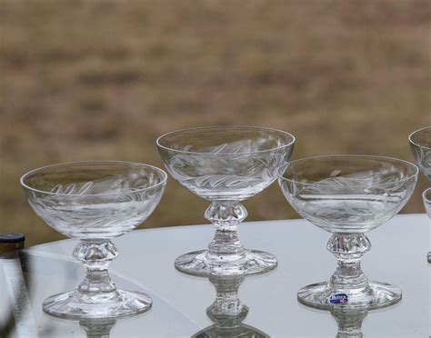 vintage crystal cocktail martini glasses set of 5 heisey arcadia circa 1949 vintage