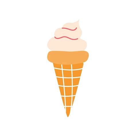 Premium Vector Ice Cream In Waffle Cone Vector Flat Image Decorative Element For Posters