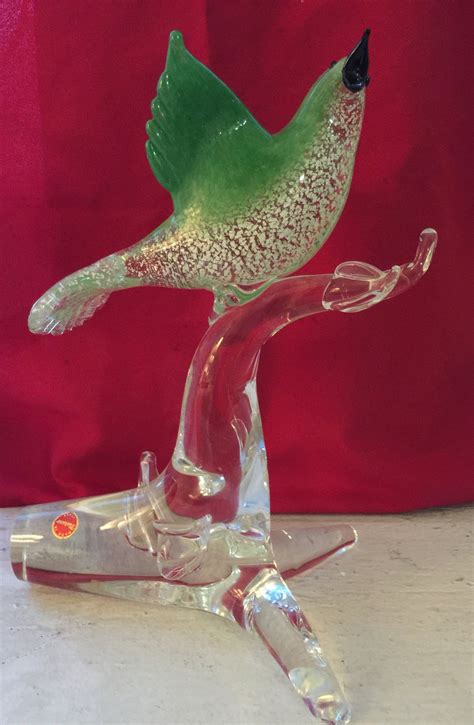 A Set Of Vintage Murano Blown Glass Birds On Solid Crystal Etsy