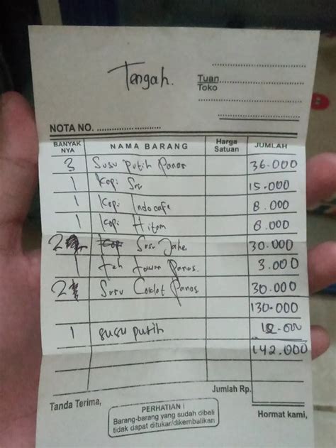 6 Potret Nota Makanan dari Warung Pinggir Jalan Ini Harganya Bikin