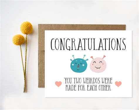 Funny Wedding Card Printable Congratulations Card Engagement Card You Two Weirdos Were Made For