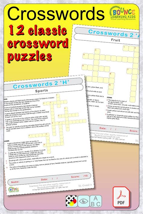 12 Fun Crosswords Puzzles Visual And Dictionary Clues