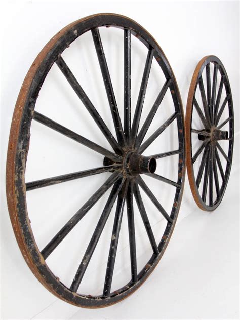 Antique Wagon Wheels Large Wooden Spoke Wheels Set2 Etsy
