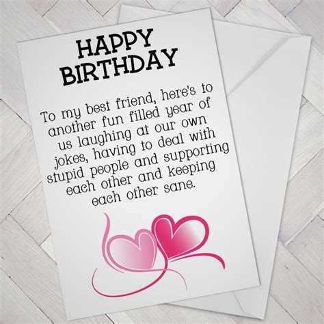 Best Friend Birthday Card Friends Funny Mate Female Girl Support Mates