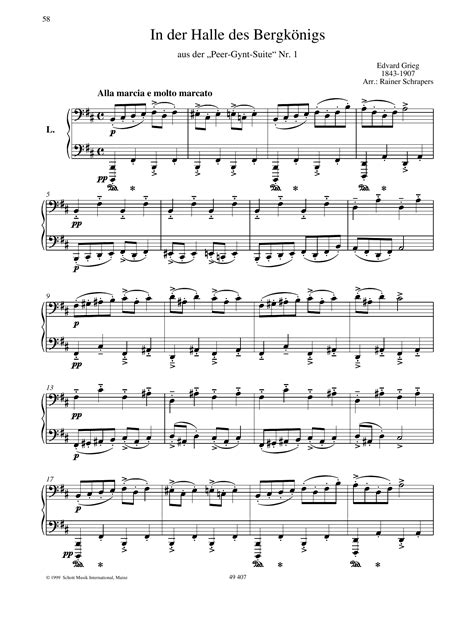 In The Hall Of The Mountain King Edvard Grieg Piano Duet Sheet Music
