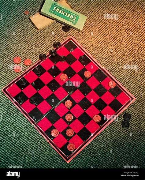 Vintage Checker Board And Checkers Set Stock Photo Alamy