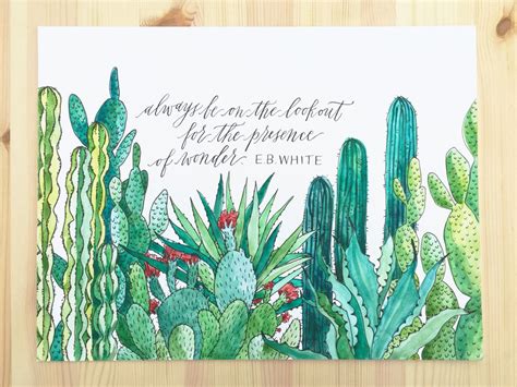 It lives there because the desert. Watercolor Cactus Calligraphy Quote by LonghandEdition on Etsy | Cactus art, Watercolor quote
