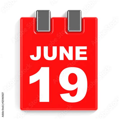 June 19 Calendar On White Background Stock Photo And Royalty Free