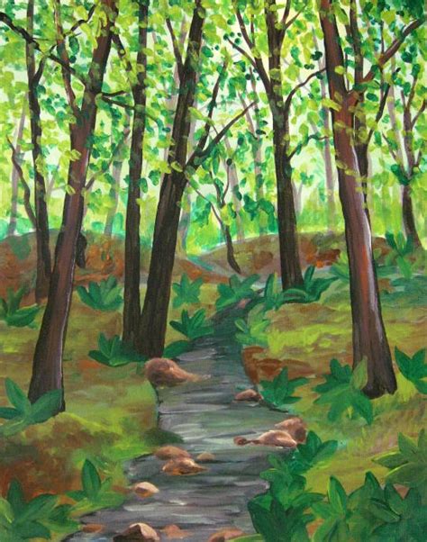 Easy Acrylic Forest Painting Best Painting