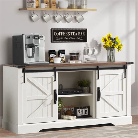 Buy OKD Farmhouse Coffee Bar Cabinet 58 Inch Buffet Sideboard Cabinet