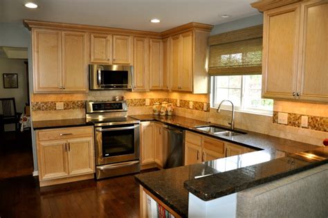 Contact us today to schedule free design. Natural Maple Kitchen Transitional with Two-tone Cabinets ...