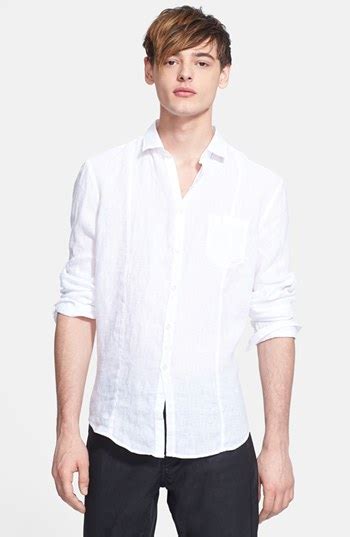 John Varvatos Collection Slim Fit Linen Sport Shirt White Large 198