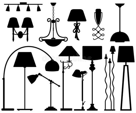 Household Lamps Silhouettes Set Stock Vector Illustration Of Drawing