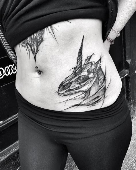 Unicorn Sketch Style Tattoo By Ineepine The Lines Are Irregular And