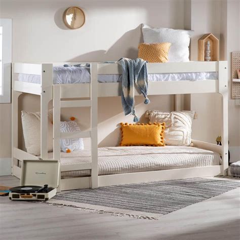 Welwick Designs White Solid Wood Twin Over Twin Bunk Bed With