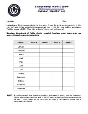 Eyewash log sheet editable template printable : Eyewash Station Checklist Template - News Current Station ...