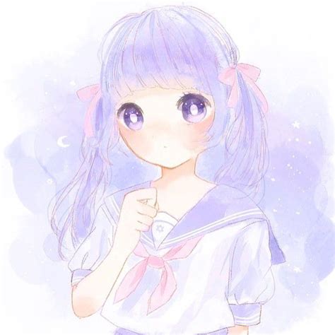Pretty Anime Girl With Light Purple Hair