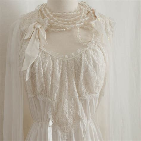 Vintage Bridal Lace Lingerie Peignoir Set 1950s Romantic