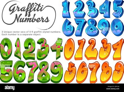 Graffiti Numbers 3 Unique Vector Sets Of Graffiti Styled 0 9 Digits