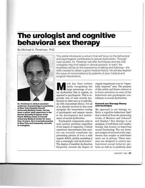 Pdf The Urologist And Cognitive Behavioral Sex Therapy