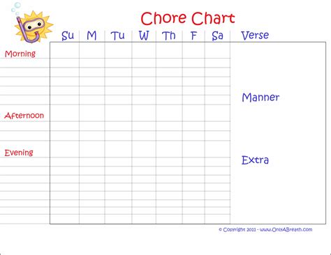Customizable Chore Chart Template Template 2 Resume Examples