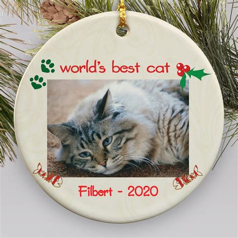 Personalized Ceramic Cat Photo Ornament Tsforyounow