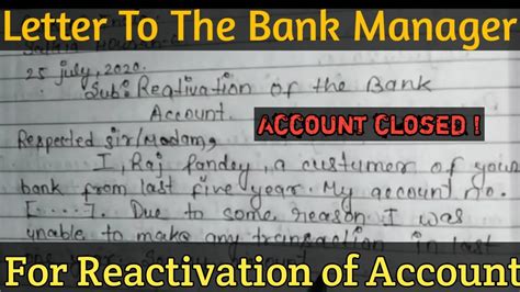 How To Write An Application For Reactivation Of Bank Account Request
