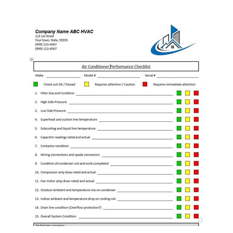 Air Conditioning Hvac Inspection Checklist Pdf Word Etsy