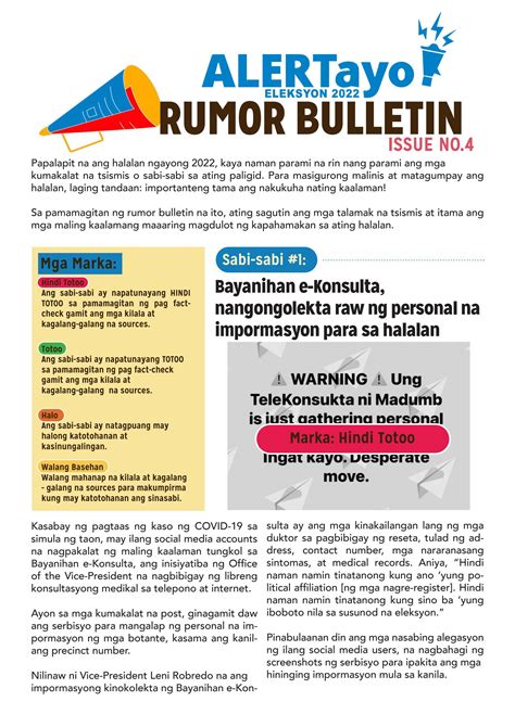 Alertayo Eleksyon 2022 Rumor Bulletin Issue No 4 By Ideals Inc Issuu