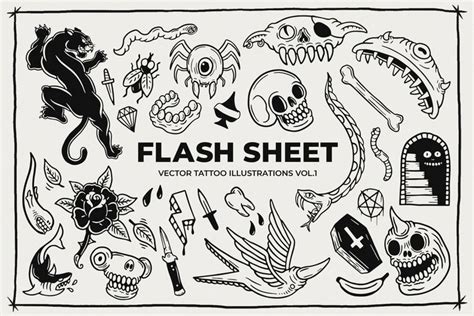 Vector Tattoo Flash Sheet Vol 1 In 2023 Flash Tattoo Tattoo Flash Sheet Flash Tattoo Designs