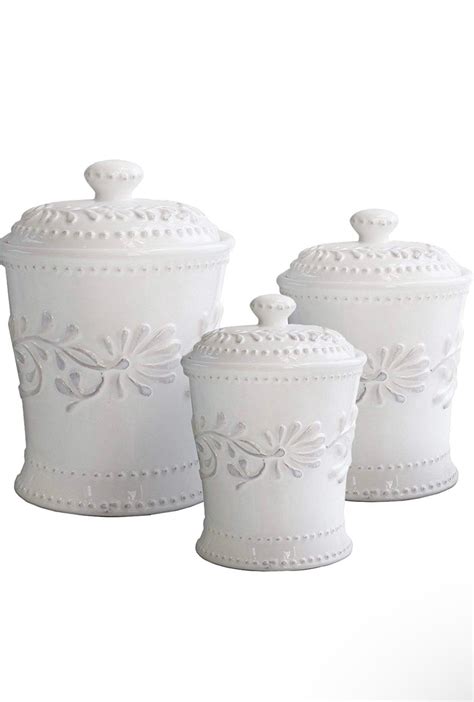 American Atelier Bianca Leaf Canister Set 3 Piece Ceramic Jars Etsy