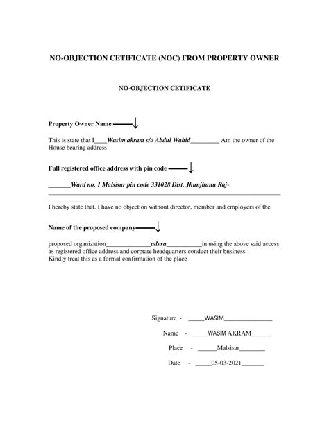 Noc Full Form Pdf 10 Free Sample No Objection Certificate Templates