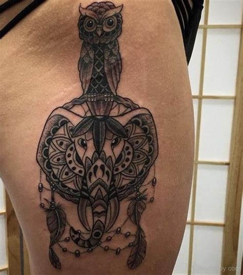 Nice Owl Tattoo On Thigh Tattoo Designs Tattoo Pictures