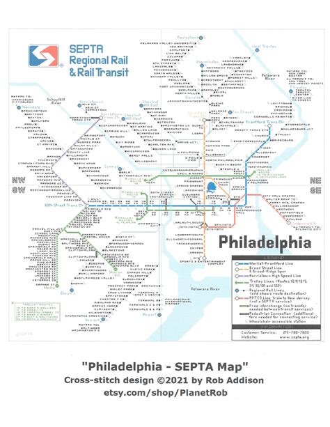 Philadelphia Septa Rail Map Cross Stitch Chart Pdf Download Etsy