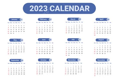 Calendario 2023 Color Azul Png Calendario Calendario 2023