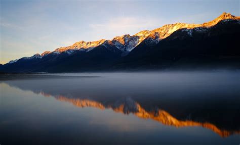 Nature Landscape Mountain Clouds Trees Sunlight Sunset Mist