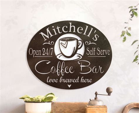 Personalized Coffee Bar Sign Custom Metal Coffee Sign Pamotee