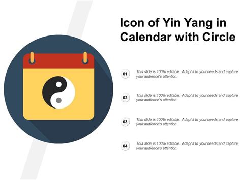 Icon Of Yin Yang In Calendar With Circle Powerpoint Presentation