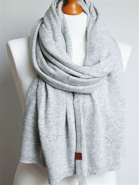 Wool Scarf Light Gray Scarf For Women Winter Fashion Warm Etsy