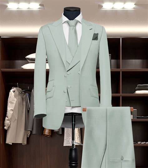 Men Suits Suits For Men Sage Green Three Piece Wedding Suit Etsy