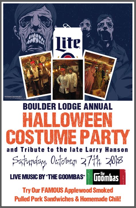 Annual Halloween Party Saturday October 27th Boulder Lodge